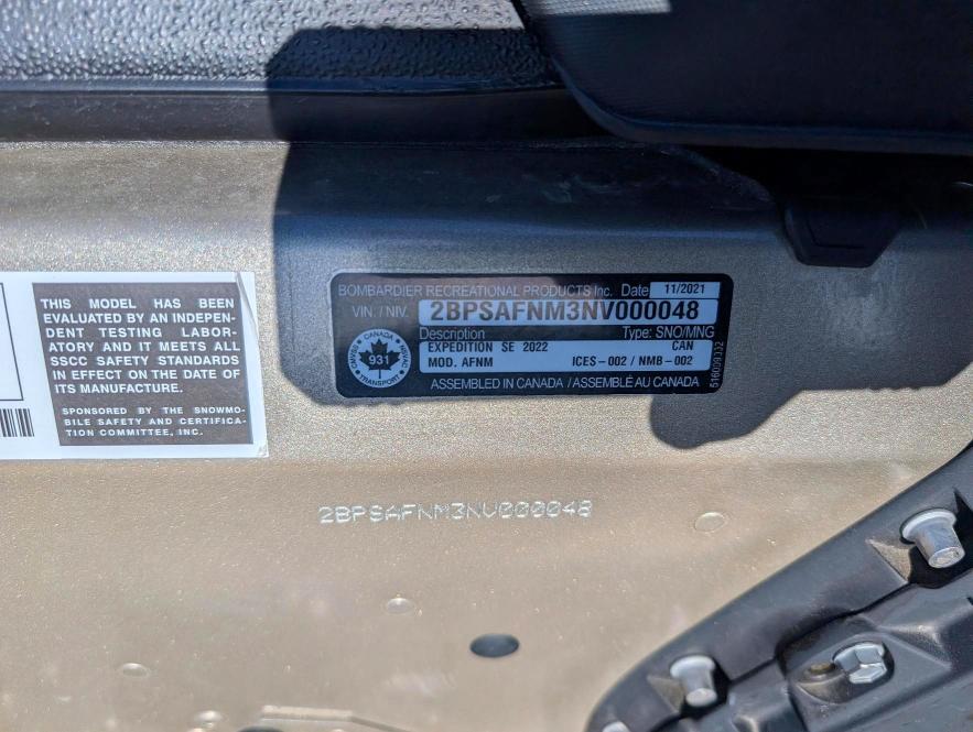 Продажа на аукционе авто 2022 Ski-doo Expedition Se 900 Ac, vin: 2BPSAFNM3NV000048, номер лота: 49362676