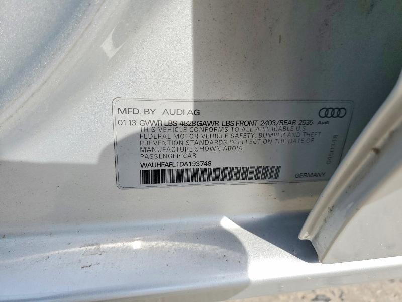 2013 Audi A4 მანქანა იყიდება აუქციონზე, vin: WAUHFAFL1DA193748, აუქციონის ნომერი: 49401356