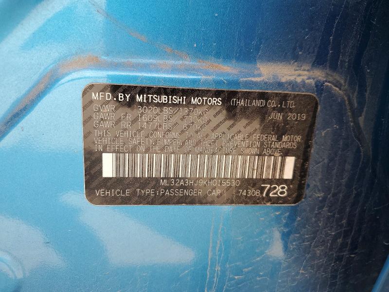 Aukcja sprzedaży 2019 Mitsubishi Mirage, vin: ML32A3HJ9KH015530, numer aukcji: 49579736
