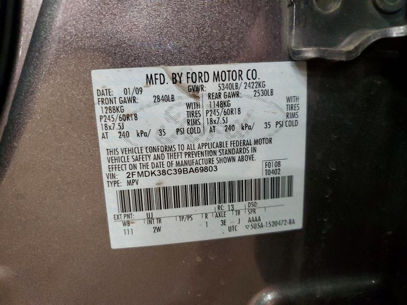 Aukcja sprzedaży 2009 Ford Edge, vin: 2FMDK38C39BA69803, numer aukcji: 48309776