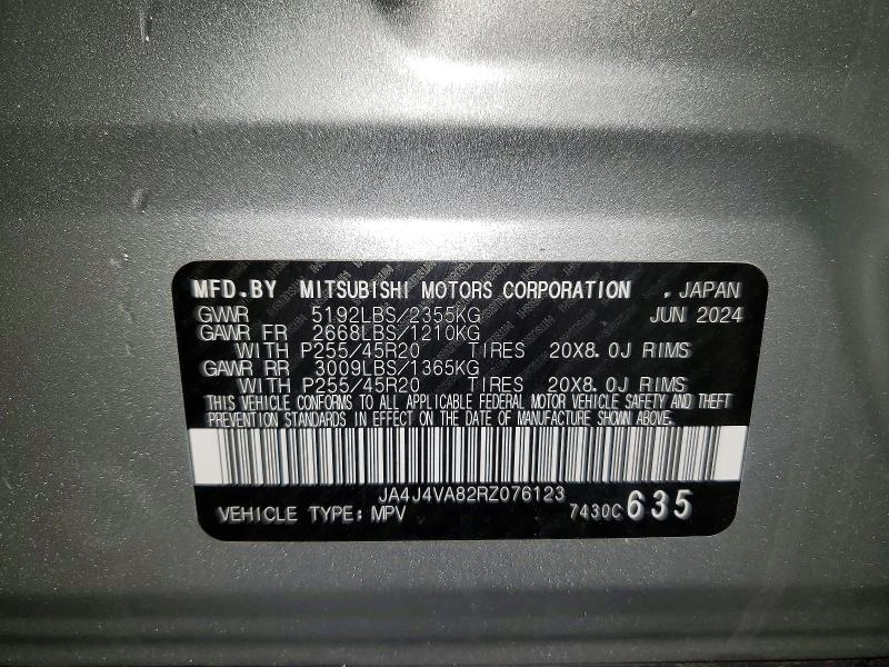 Aukcja sprzedaży 2024 Mitsubishi Outlander, vin: JA4J4VA82RZ076123, numer aukcji: 51861346