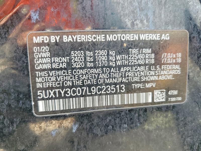 50180566 :رقم المزاد ، 5UXTY3C07L9C23513 vin ، 2020 Bmw X3 مزاد بيع