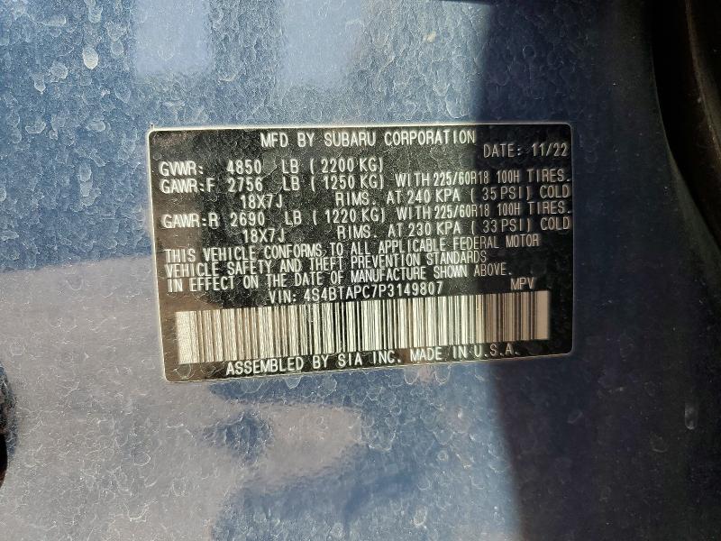 Продажа на аукционе авто 2023 Subaru Outback, vin: 4S4BTAPC7P3149807, номер лота: 50683826