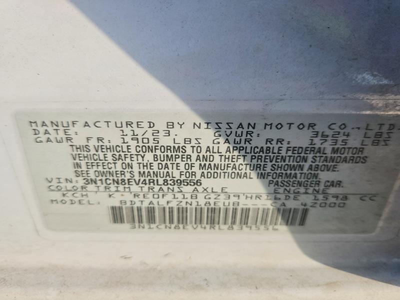 2024 Nissan Versa მანქანა იყიდება აუქციონზე, vin: 3N1CN8EV4RL839556, აუქციონის ნომერი: 51625776