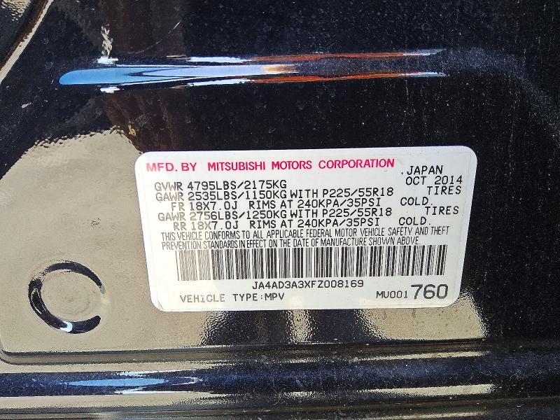 Aukcja sprzedaży 2015 Mitsubishi Outlander, vin: JA4AD3A3XFZ008169, numer aukcji: 50619506