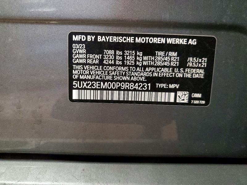 Продаж на аукціоні авто 2023 Bmw X7, vin: 5UX23EM00P9R84231, номер лоту: 51347266