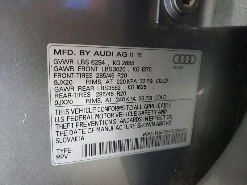Aukcja sprzedaży 2017 Audi Q7, vin: WA1LHAF78HD036162, numer aukcji: 49299996