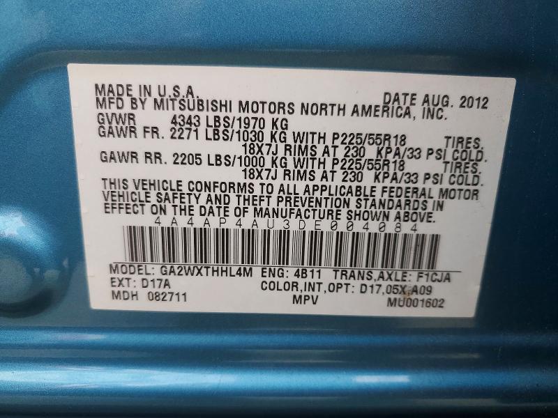 Продаж на аукціоні авто 2013 Mitsubishi Outlander Sport, vin: 4A4AP4AU3DE004084, номер лоту: 48531136