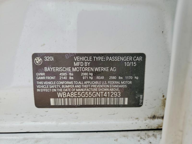 48691786 :رقم المزاد ، WBA8E5G55GNT41293 vin ، 2016 Bmw 320 مزاد بيع