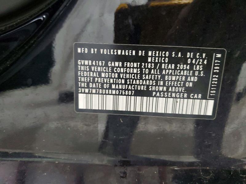 Aukcja sprzedaży 2024 Volkswagen Jetta, vin: 3VW7M7BU8RM075807, numer aukcji: 49896436