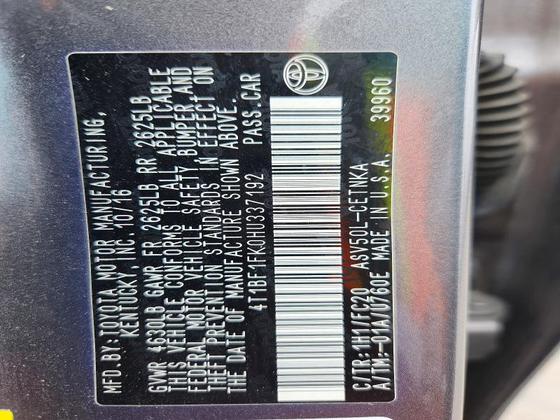 Продажа на аукционе авто 2017 Toyota Camry, vin: 4T1BF1FK0HU337192, номер лота: 51558966