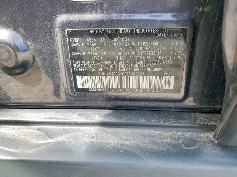 50949266 :رقم المزاد ، 4S4BRBJC0A3380701 vin ، 2010 Subaru Outback مزاد بيع