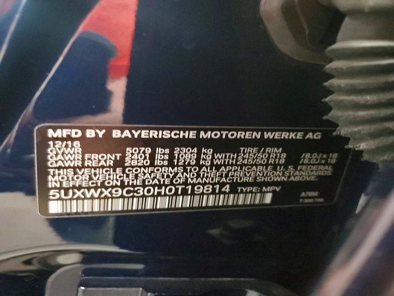 Aukcja sprzedaży 2017 Bmw X3, vin: 5UXWX9C30H0T19814, numer aukcji: 50526166