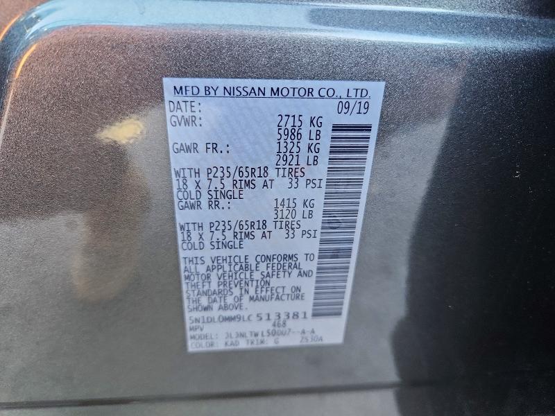 51285896 :رقم المزاد ، 5N1DL0MM9LC513381 vin ، 2020 Infiniti Qx60 مزاد بيع