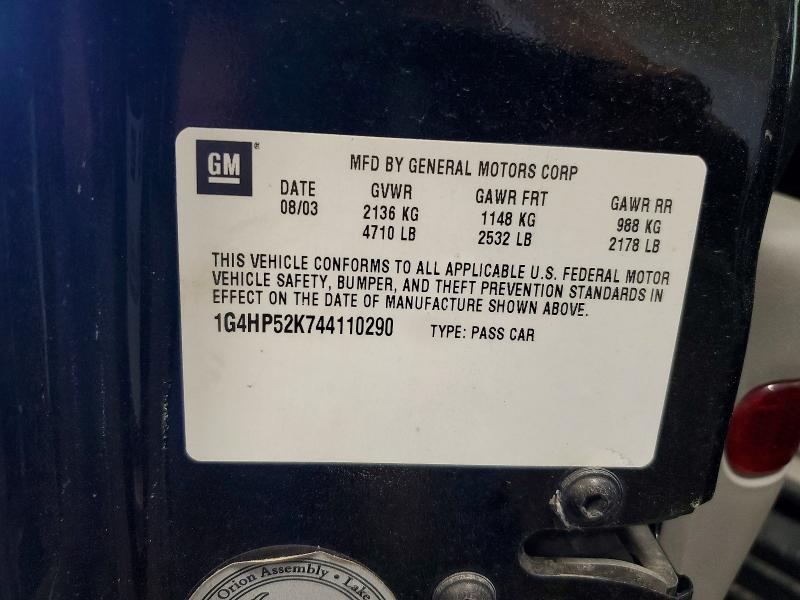 2004 Buick Lesabre მანქანა იყიდება აუქციონზე, vin: 1G4HP52K744110290, აუქციონის ნომერი: 49137756