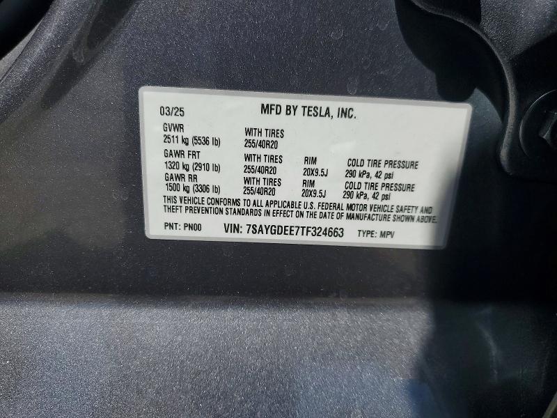 Aukcja sprzedaży 2026 Tesla Model Y, vin: 7SAYGDEE7TF324663, numer aukcji: 51236226