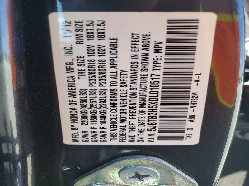 50416306 :رقم المزاد ، 5J8TB3H5XDL010517 vin ، 2013 Acura Rdx مزاد بيع
