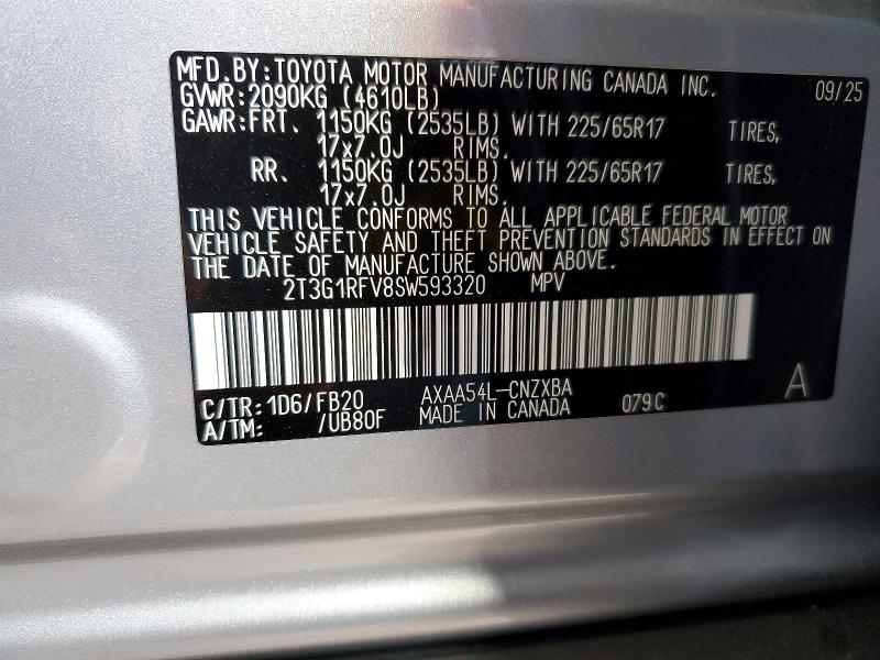 Продажа на аукционе авто 2025 Toyota Rav4, vin: 2T3G1RFV8SW593320, номер лота: 48718886