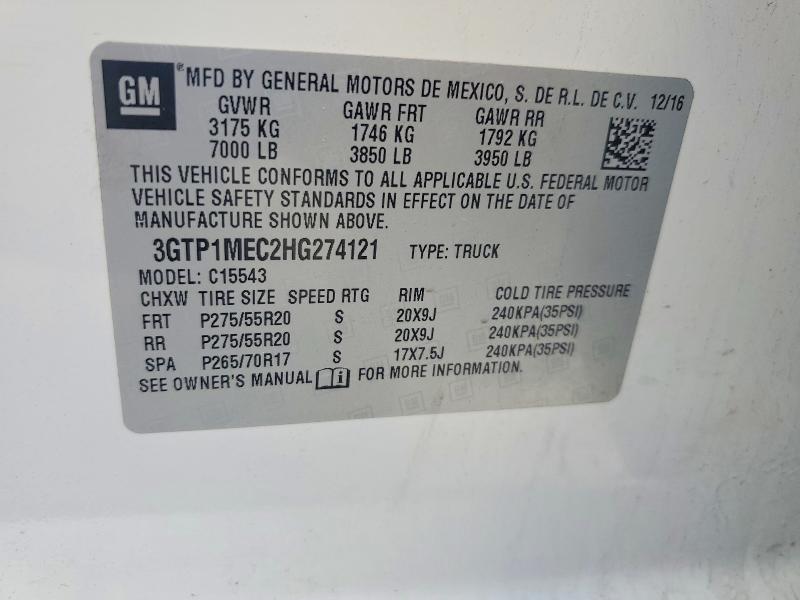 Продажа на аукционе авто 2017 Gmc Sierra, vin: 3GTP1MEC2HG274121, номер лота: 48714866
