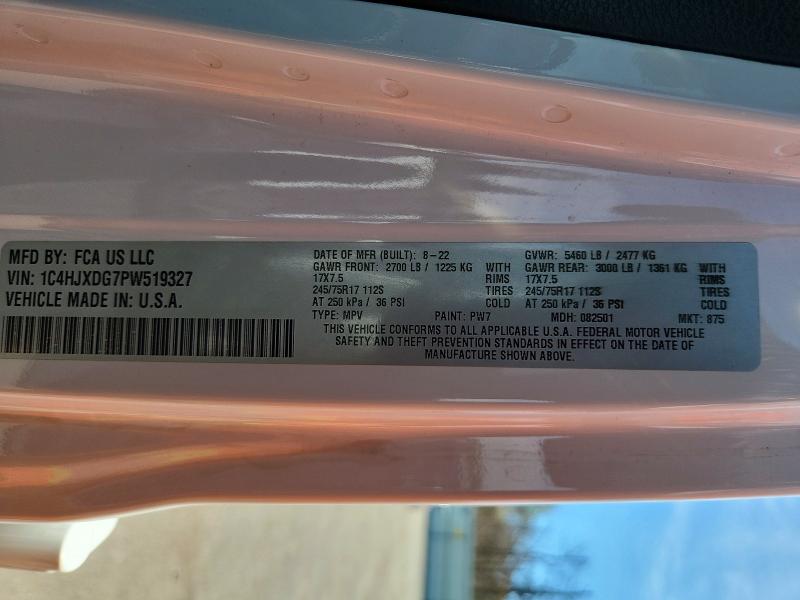 2023 Jeep Wrangler მანქანა იყიდება აუქციონზე, vin: 1C4HJXDG7PW519327, აუქციონის ნომერი: 51405346