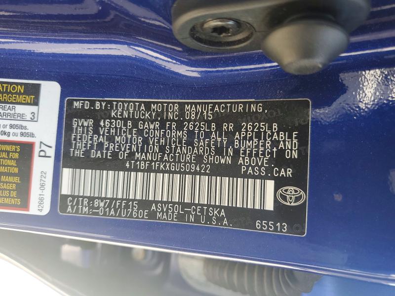 Продажа на аукционе авто 2016 Toyota Camry, vin: 4T1BF1FKXGU509422, номер лота: 51255946