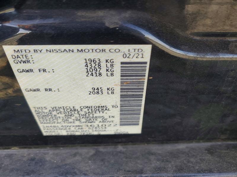Продаж на аукціоні авто 2021 Nissan Altima, vin: 1N4BL4DVXMN361022, номер лоту: 47855076