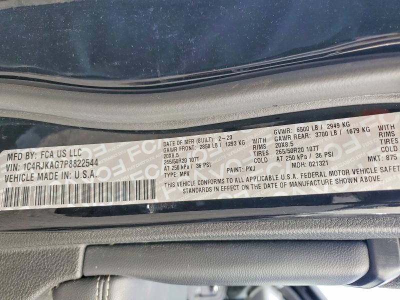 50338486 :رقم المزاد ، 1C4RJKAG7P8822544 vin ، 2023 Jeep Grand Cherokee مزاد بيع