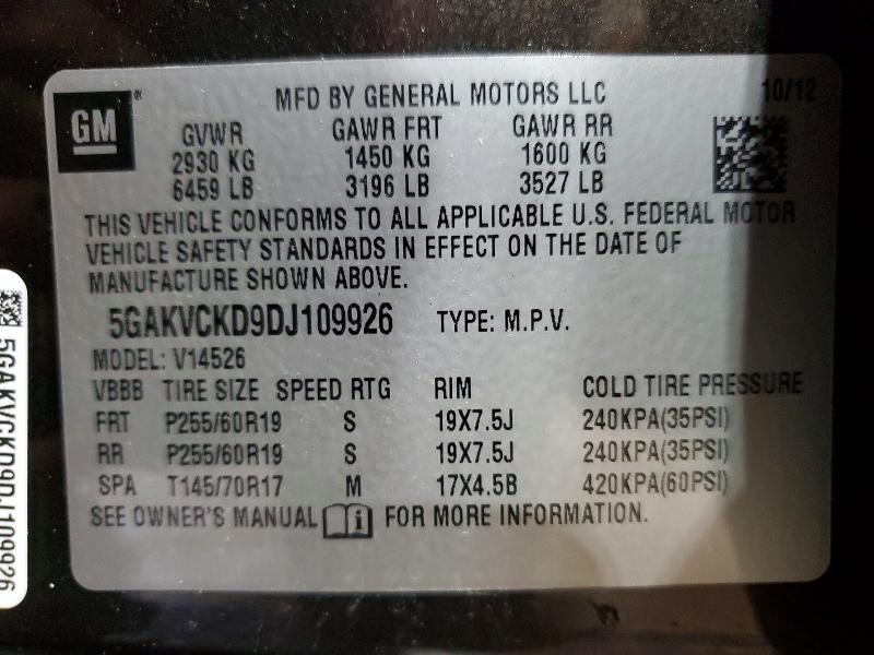 Aukcja sprzedaży 2013 Buick Enclave, vin: 5GAKVCKD9DJ109926, numer aukcji: 51599356