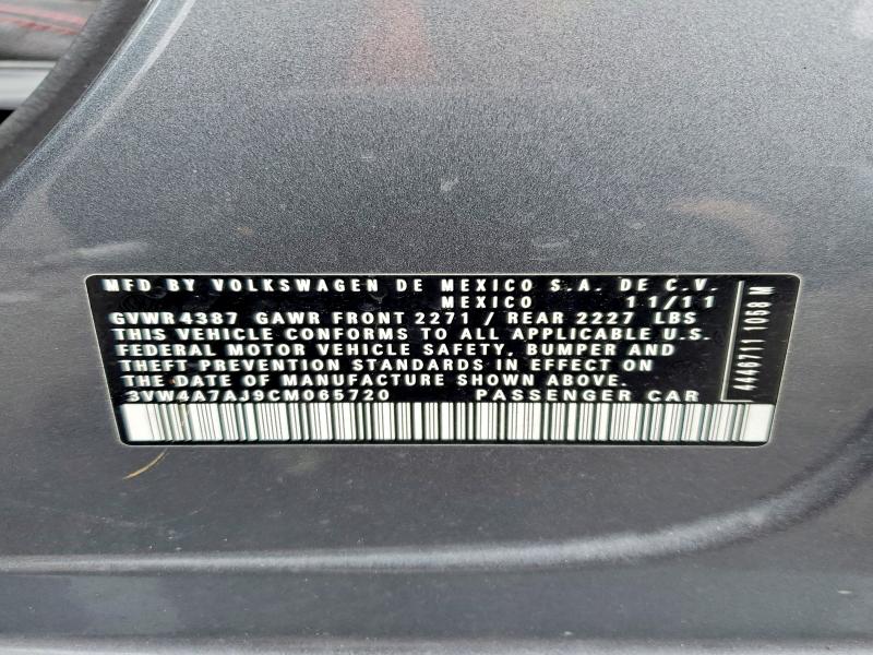 Aukcja sprzedaży 2012 Volkswagen Jetta, vin: 3VW4A7AJ9CM065720, numer aukcji: 48456446