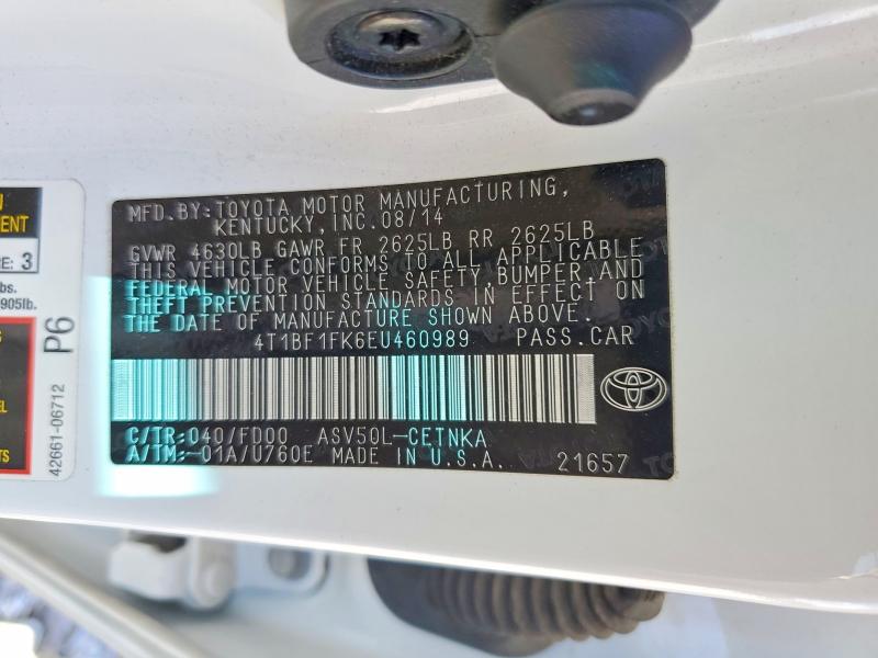 Aukcja sprzedaży 2014 Toyota Camry, vin: 4T1BF1FK6EU460989, numer aukcji: 48022716