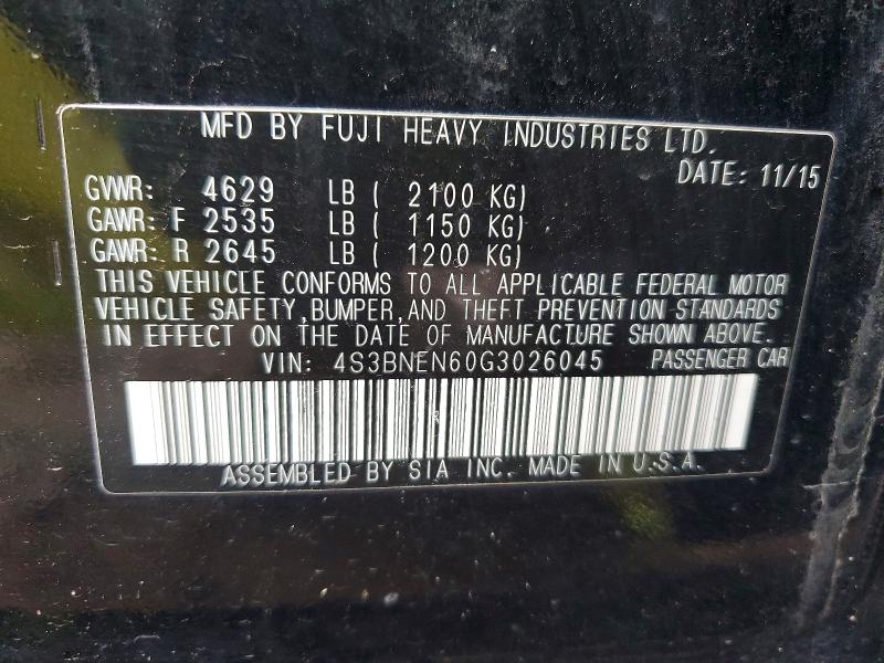 49141976 :رقم المزاد ، 4S3BNEN60G3026045 vin ، 2016 Subaru Legacy مزاد بيع