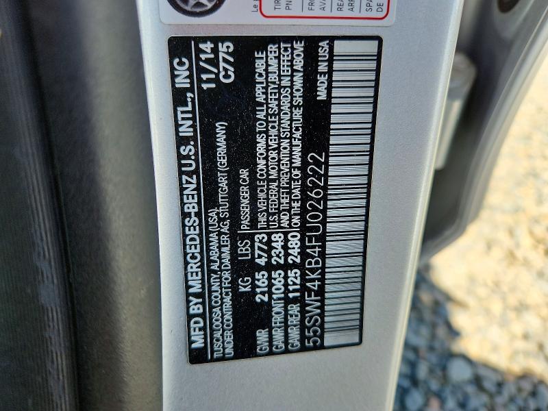 Продажа на аукционе авто 2015 Mercedes-benz C, vin: 55SWF4KB4FU026222, номер лота: 49825436