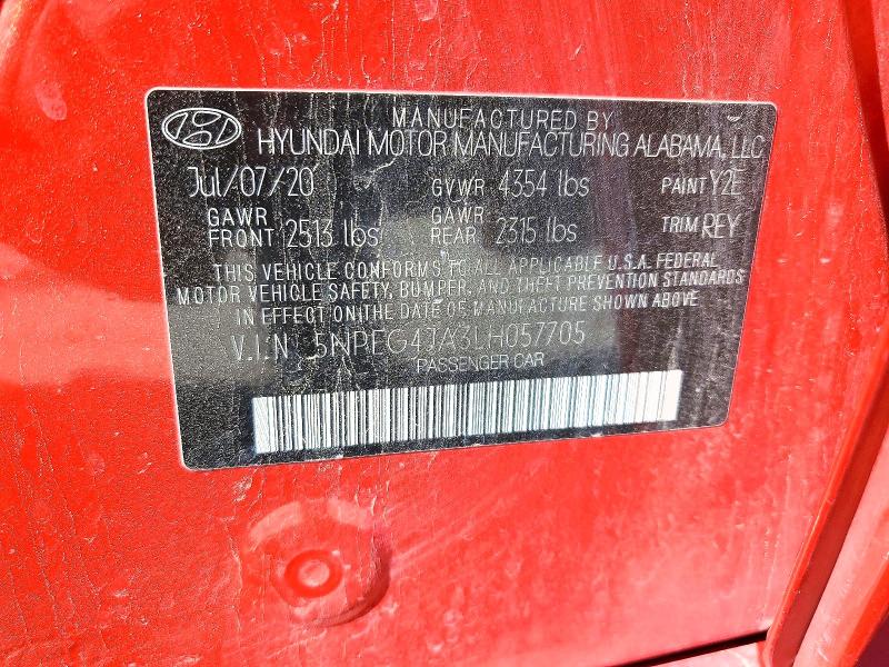 Aukcja sprzedaży 2020 Hyundai Sonata, vin: 5NPEG4JA3LH057705, numer aukcji: 49342916