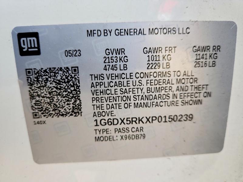 2023 Cadillac Ct5 მანქანა იყიდება აუქციონზე, vin: 1G6DX5RKXP0150239, აუქციონის ნომერი: 49044526