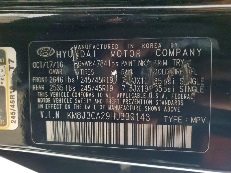 Auction sale of the 2017 Hyundai Tucson, vin: KM8J3CA29HU339143, lot number: 49561936