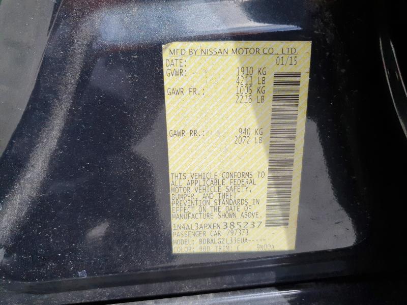 2015 Nissan Altima მანქანა იყიდება აუქციონზე, vin: 1N4AL3APXFN385237, აუქციონის ნომერი: 49914486