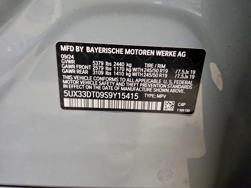 Aukcja sprzedaży 2025 Bmw X4, vin: 5UX33DT09S9Y15415, numer aukcji: 48576216