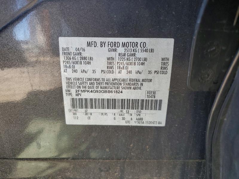 Aukcja sprzedaży 2016 Ford Edge, vin: 2FMPK4G93GBB61824, numer aukcji: 48708066
