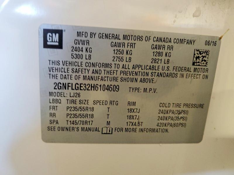 50577066 :رقم المزاد ، 2GNFLGE32H6104609 vin ، 2017 Chevrolet Equinox مزاد بيع