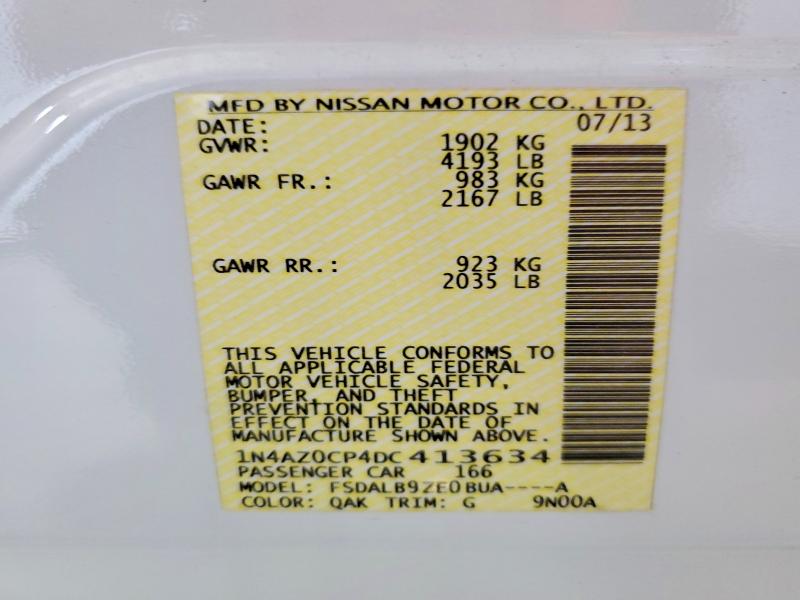 51520246 :رقم المزاد ، 1N4AZ0CP4DC413634 vin ، 2013 Nissan Leaf مزاد بيع
