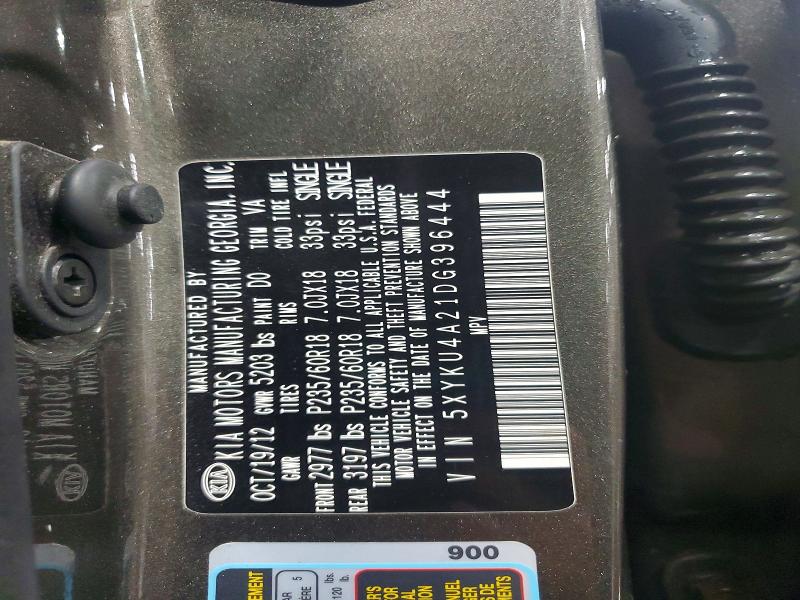 2013 Kia Sorento მანქანა იყიდება აუქციონზე, vin: 5XYKU4A21DG396444, აუქციონის ნომერი: 49975916