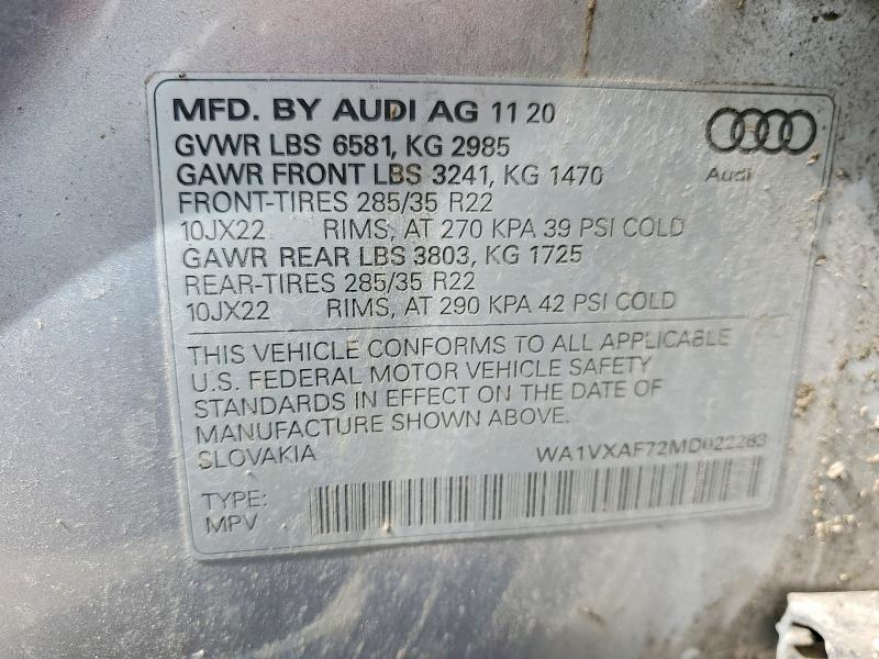 48869476 :رقم المزاد ، WA1VXAF72MD022263 vin ، 2021 Audi Q7 مزاد بيع