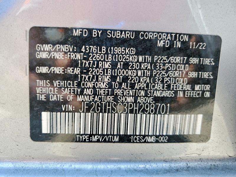 Продажа на аукционе авто 2023 Subaru Crosstrek, vin: JF2GTHSC3PH298701, номер лота: 50800026