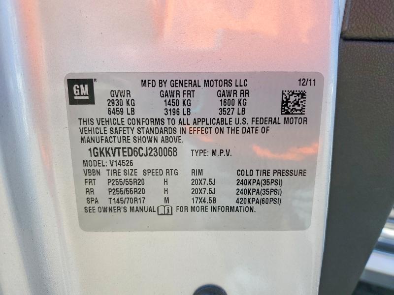 2012 Gmc Acadia მანქანა იყიდება აუქციონზე, vin: 1GKKVTED6CJ230068, აუქციონის ნომერი: 49021306