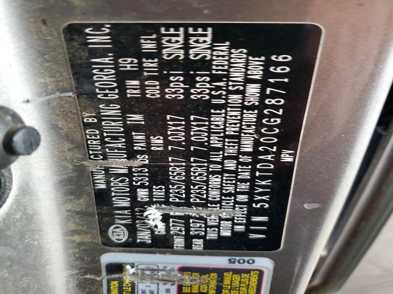 Aukcja sprzedaży 2012 Kia Sorento, vin: 5XYKTDA20CG287166, numer aukcji: 50947716