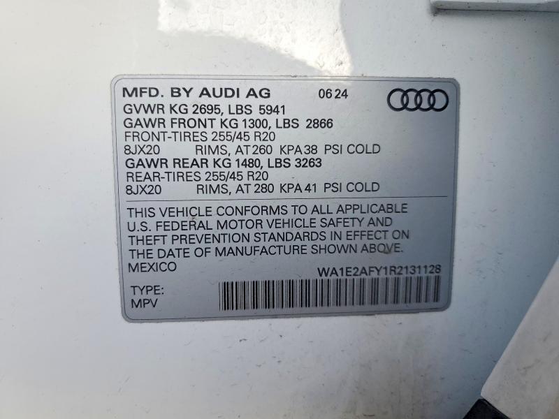 2024 Audi Q5 E მანქანა იყიდება აუქციონზე, vin: WA1E2AFY1R2131128, აუქციონის ნომერი: 48748596