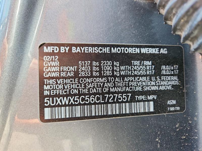 Продажа на аукционе авто 2012 Bmw X3, vin: 5UXWX5C56CL727557, номер лота: 51875056