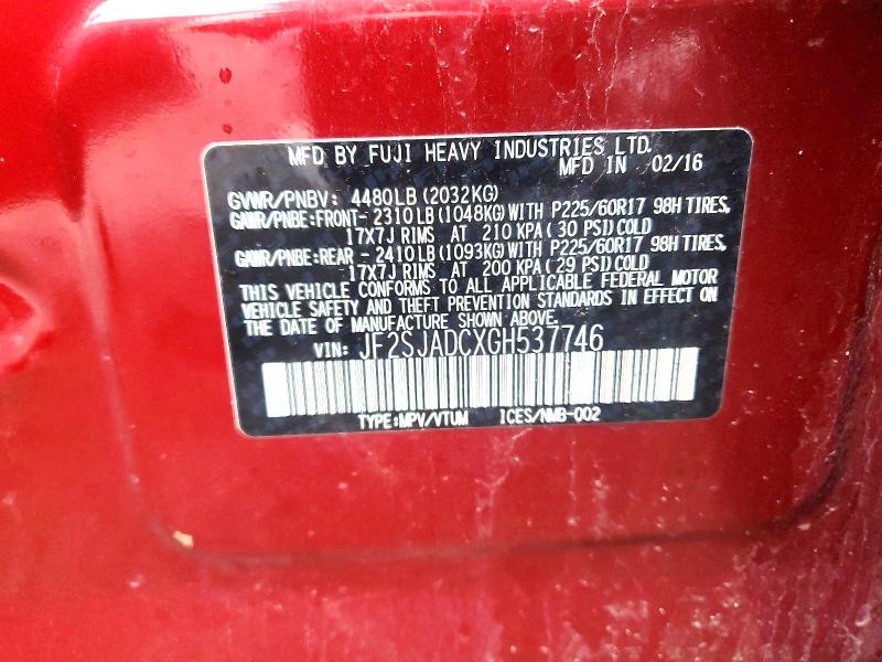 Aukcja sprzedaży 2016 Subaru Forester, vin: JF2SJADCXGH537746, numer aukcji: 49042256