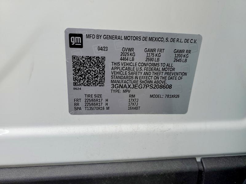 48999726 :رقم المزاد ، 3GNAXJEG7PS208608 vin ، 2023 Chevrolet Equinox مزاد بيع