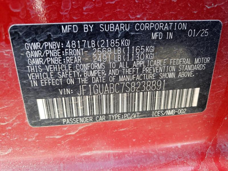 Продаж на аукціоні авто 2025 Subaru Impreza, vin: JF1GUABC7S8238891, номер лоту: 51895736